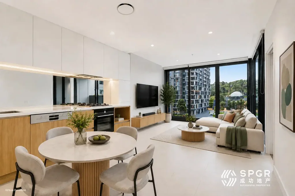 North Ryde 1房 朝北一卧室加书房公寓，园景与地铁便利 North Facing One-Bedroom + Study Apartment with Garden View & Metro Convenience