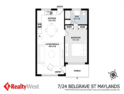7/24 Belgrave Street, Maylands, North East Perth, 1部屋, 1バスルーム, Apartment