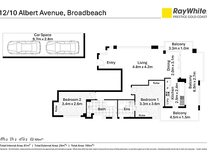 12/10 Albert Avenue, Broadbeach, Gold Coast, 2 habitaciones, 2 baños, Apartment