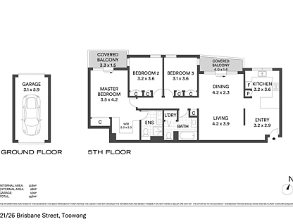 21/26 Brisbane Street, Toowong, Brisbane Western Region, 3 રૂમ, 2 બાથરૂમ, Apartment