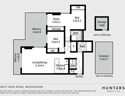 30/27-31 Veron Street, Wentworthville, Parramatta (Northwest suburbs), 2 Kuwarto, 2 Banyo, Apartment