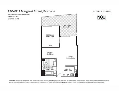 2904/212 Margaret Street, Brisbane City, Brisbane - Inner City Region, 1 ห้องนอน, 1 ห้องน้ำ, Apartment