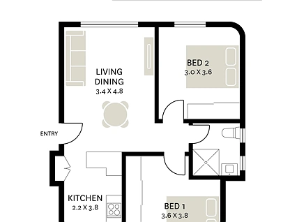 1/4-6 Nicholson Street, Balmain East, Inner West, 2 રૂમ, 1 બાથરૂમ, Apartment