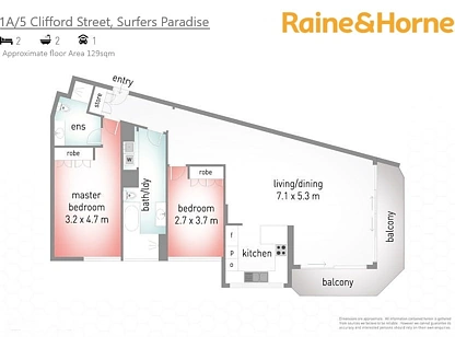 1A/5 Clifford Street, Surfers Paradise, Gold Coast, 2 Bedrooms, 2 Bathrooms, Apartment