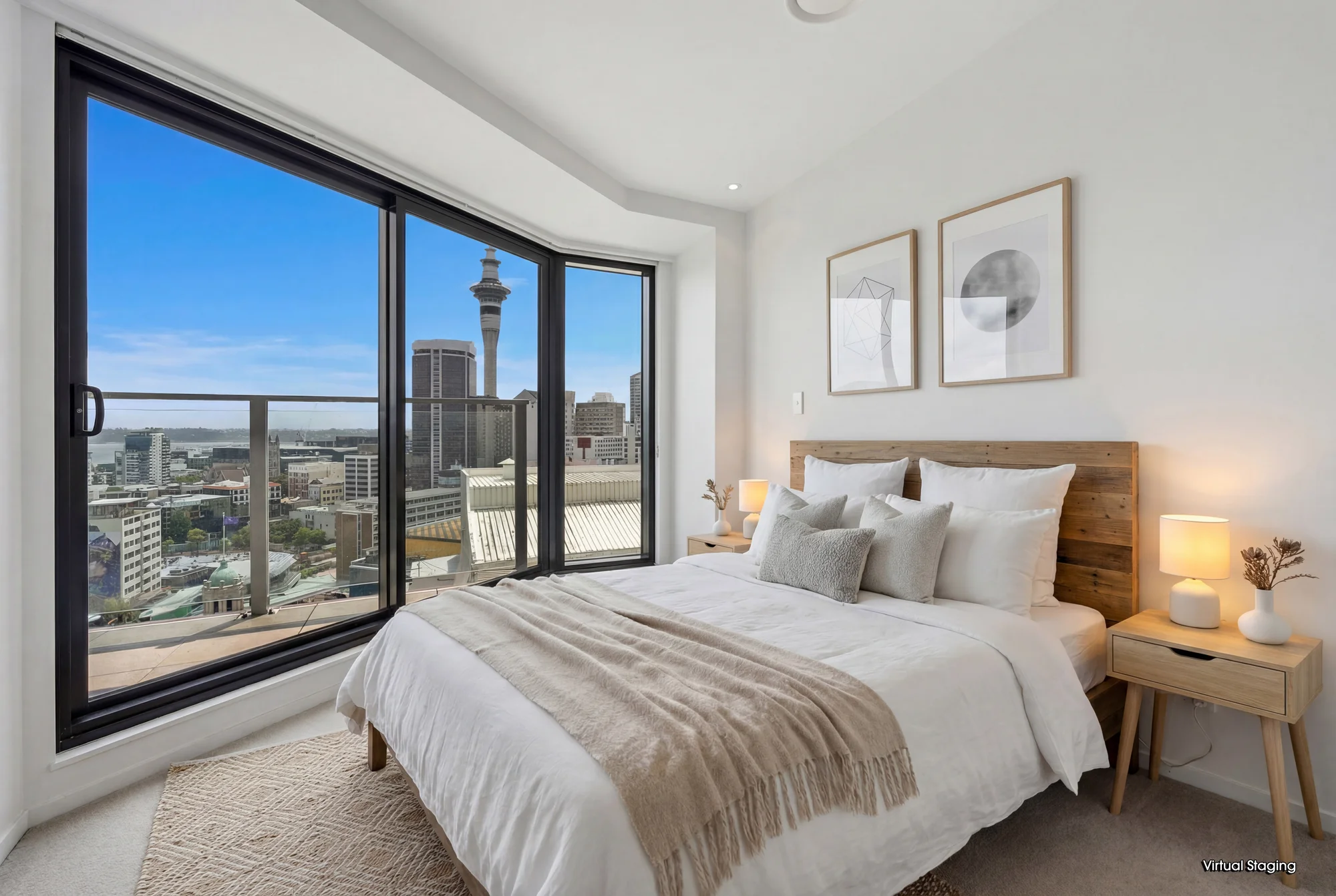 Auckland Central 2房 18层北向采光阔景公寓！顶级配套设施一应俱全，尽览天空塔与海港美景！ Stylish City Living with Sky Tower Views