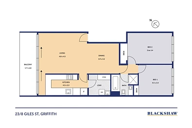 23/8 Giles Street, Griffith, ACT 2603, 2房, 1浴, Unit