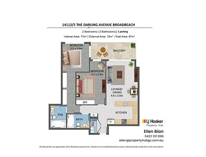 14112/5 The Darling Avenue, Broadbeach, Gold Coast, 2 chambres, 2 salles de bain, Apartment