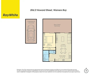 204/2 Howard Street, Warners Bay, NSW 2282, 1 ਕਮਰੇ, 1 ਬਾਥਰੂਮ, Apartment