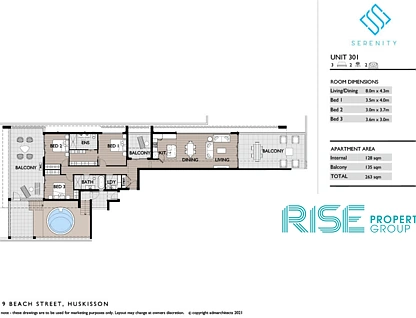 301/9 Beach Street, Huskisson, South Coast, 3 habitaciones, 2 baños, Unit