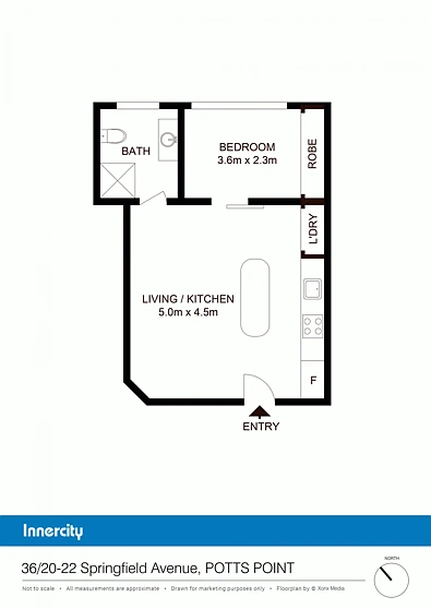 36/20-22 Springfield Ave, Potts Point, NSW 2011, 1房, 1浴, Apartment