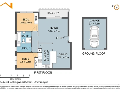 1/39 Collingwood Street, Drummoyne, Inner West, 2 غرف, 1 حمامات, Apartment