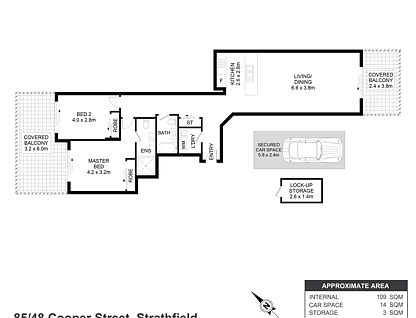 85/44-50 Cooper Street, Strathfield, NSW 2135, 2 Kuwarto, 2 Banyo, Apartment