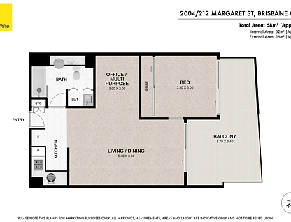 2004/212 Margaret Street, Brisbane City, Brisbane - Inner City Region, 1 habitaciones, 1 baños, Apartment