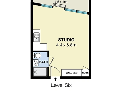 602/5 Ward Avenue, Potts Point, Sydney CBD, 0 कमरे, 1 बाथरूम, Apartment