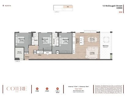 302/12 McDougall Street, Como, Perth CBD, 3 Bedrooms, 2 Bathrooms, Apartment