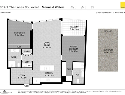 1305/2 The Lanes Boulevard, Mermaid Waters, Gold Coast, 2 ห้องนอน, 2 ห้องน้ำ, Apartment