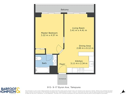 913/9-17 Byron Avenue, Takapuna, North Shore City, 1 ਕਮਰੇ, 1 ਬਾਥਰੂਮ, Apartment
