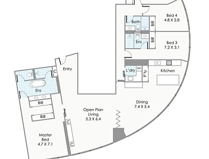 2605/1 Geoffrey Bolton Avenue, Perth, Perth CBD, 4 Bedrooms, 4 Bathrooms, Apartment