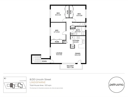 8/20 Lincoln Street, Lindisfarne, Hobart, 3房, 1浴, Apartment