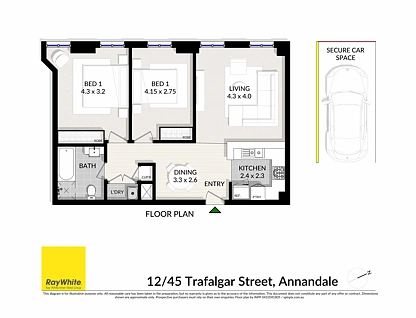 12/45 Trafalgar Street, Annandale, Inner West, 2房, 1浴, Apartment