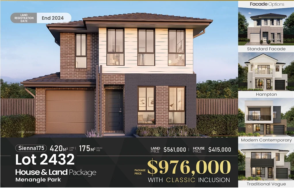 Menangle Park 5部屋 House and land packages late 2024 registration