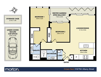 316/78A Albany Street, Crows Nest, Lower North Shore, 2 Bedrooms, 2 Bathrooms, Apartment