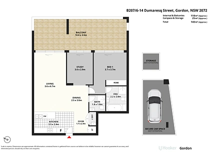B207/6-14 Dumaresq Street, Gordon, Upper North Shore, 1 ਕਮਰੇ, 2 ਬਾਥਰੂਮ, Apartment
