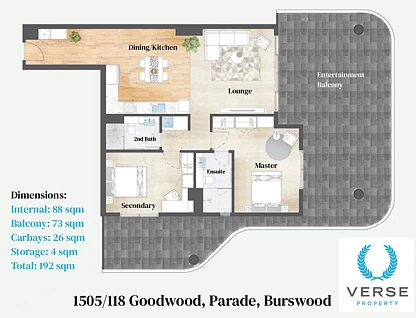1505/118 Goodwood Parade, Burswood, South East Perth, 2部屋, 2バスルーム, Apartment