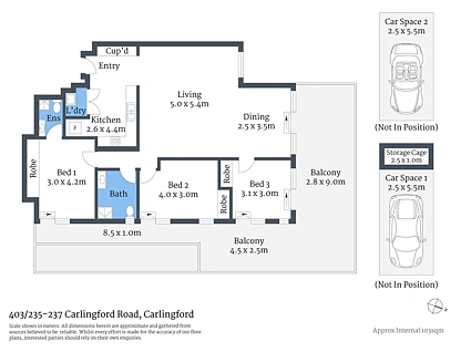 403/235-237 Carlingford Road, Carlingford, Parramatta (Northwest suburbs), 3 Bedrooms, 2 Bathrooms, Apartment