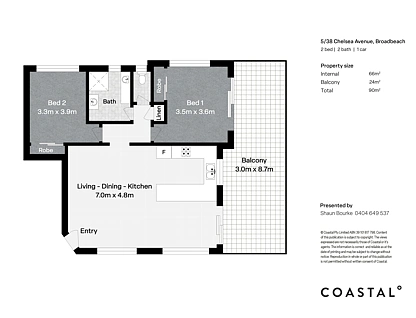 5/38 Chelsea Avenue, Broadbeach, Gold Coast, 2 ਕਮਰੇ, 1 ਬਾਥਰੂਮ, Apartment