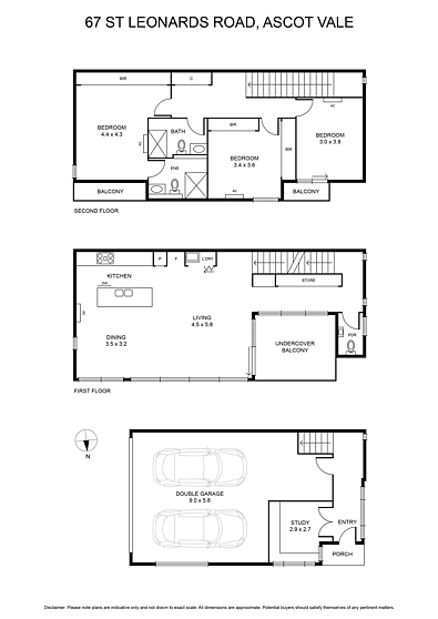 67 St Leonards Road, Ascot Vale, VIC 3032, 3房, 2浴, House