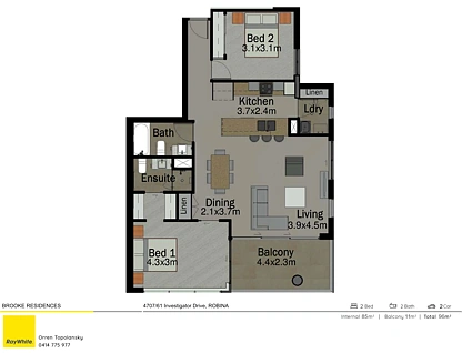 4707/61 Investigator Drive, Robina, Gold Coast, 2 ห้องนอน, 2 ห้องน้ำ, Apartment