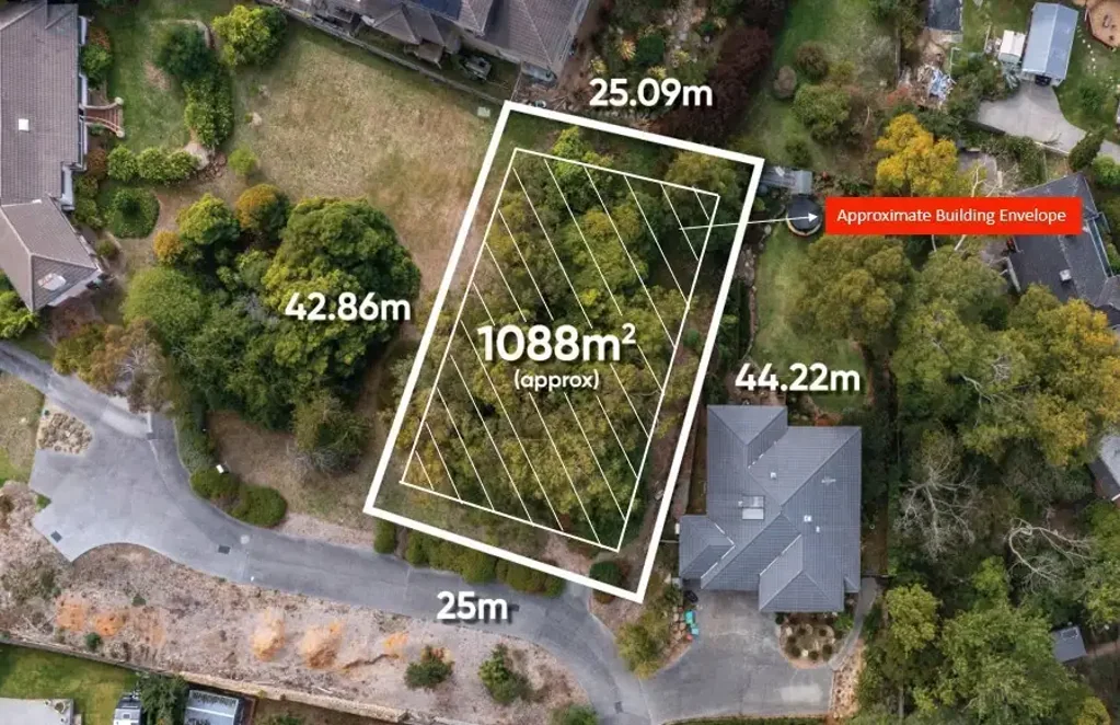 Croydon 1088平方米土地，丹登冈和Croydon Valley景致，四分之一英亩土地，步行至商店、学校、公园，靠近Eastland购物中心，Yarra Valley Grammar等名校，绝佳豪华位置，抢购机会！ Vacant land in blue chip location