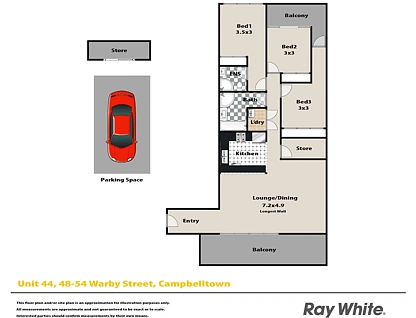 44/48-52 Warby Street, Campbelltown, Macarthur Region, 3 कमरे, 2 बाथरूम, Apartment