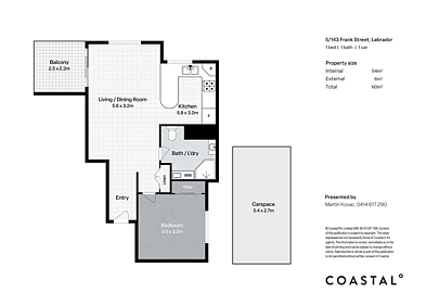 5/143 Frank Street, Labrador, QLD 4215, 1房, 1浴, Apartment