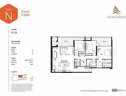 804/1-3 Richardson Street, South Perth, Perth CBD, 3 Schlafzimmer, 2 Badezimmer, Apartment