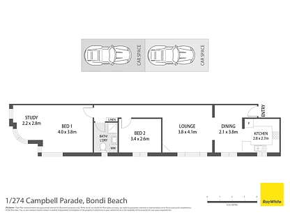 1/274 Campbell Parade, Bondi Beach, Eastern Suburbs, 2 ห้องนอน, 1 ห้องน้ำ, Apartment