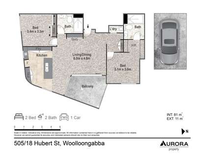 505/18 Hubert Street, Woolloongabba, QLD 4102, 2 Bedrooms, 2 Bathrooms, Unit