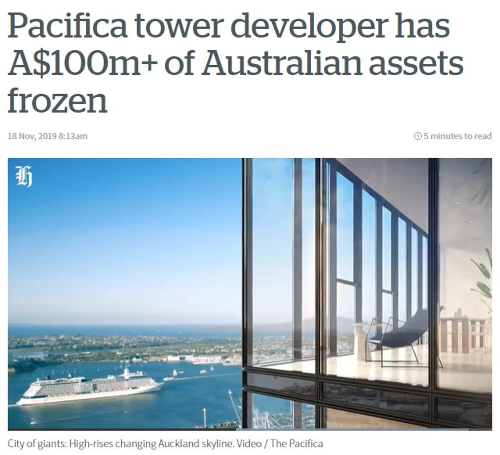 新西兰第二高楼ThePacifica项目的华裔女商人，1亿多资产遭冻结！