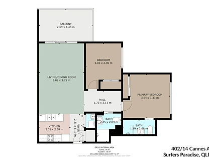 402/14 Cannes Avenue, Surfers Paradise, Gold Coast, 2 ਕਮਰੇ, 2 ਬਾਥਰੂਮ, Apartment