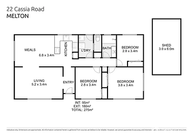 22 Cassia Road, Melton, VIC 3337, 3房, 1浴, House