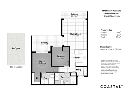 19/3 Sunset Boulevard, Surfers Paradise, Gold Coast, 2 chambres, 2 salles de bain, Apartment