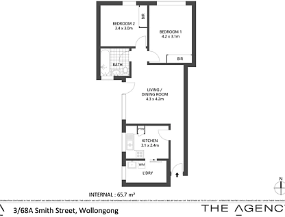 3/68A Smith Street, Wollongong, Wollongong - Greater Region, 2 રૂમ, 1 બાથરૂમ, Apartment