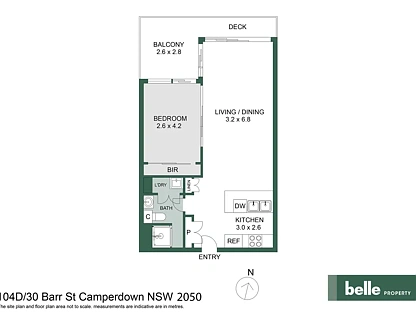 104D/30 Barr Street, Camperdown, Inner West, 1 침실, 1 욕실, Apartment