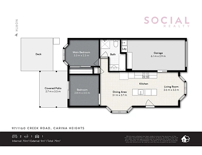 97/1160 Creek Road, Carina Heights, Brisbane - Eastern Region, 2 રૂમ, 1 બાથરૂમ, Townhouse
