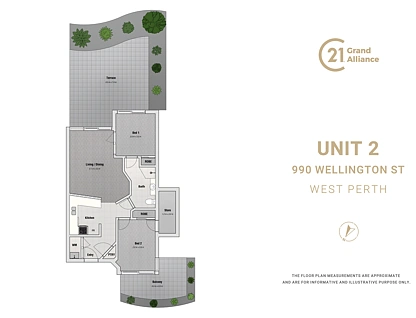2/990 Wellington Street, West Perth, Perth CBD, 2 rūma, 1 rūma horoi, Apartment
