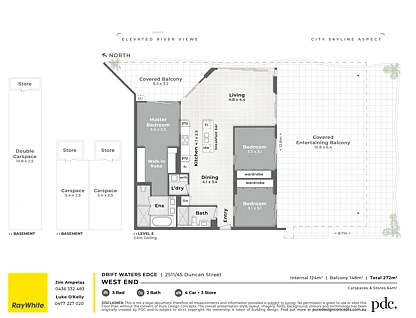 2511/45 Duncan Street, West End, Brisbane - Inner City Region, 3 habitaciones, 2 baños, Apartment