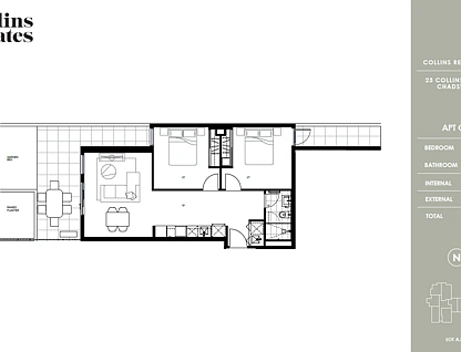 GO4/23 Collins Street, Chadstone, East Melbourne, 2房, 1浴, Apartment