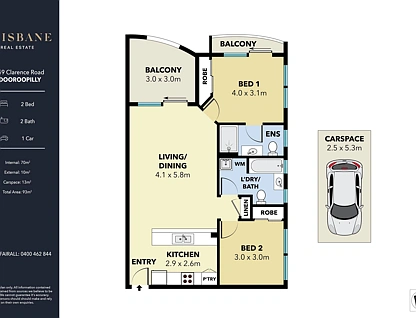 6/159 Clarence Road, Indooroopilly, Brisbane Western Region, 2部屋, 2バスルーム, Apartment