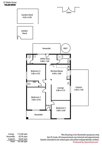 27 Webb Street, Tailem Bend, SA 5260, 3房, 1浴, House